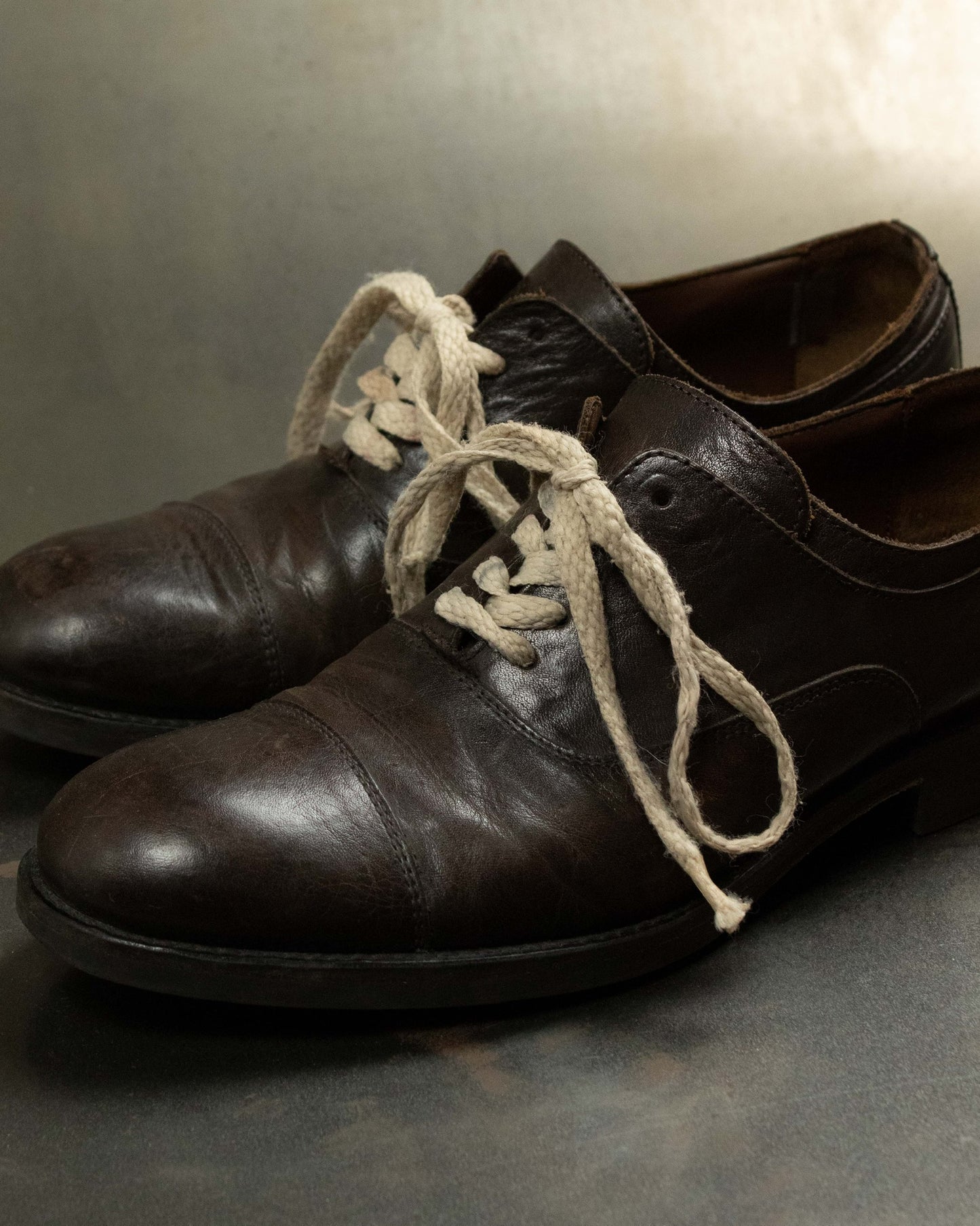 Brown leather derby shoes