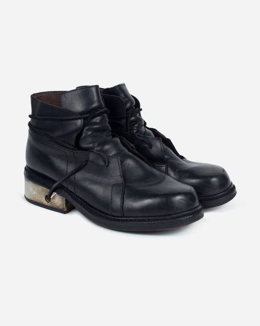 Metal Heel Leather Boots