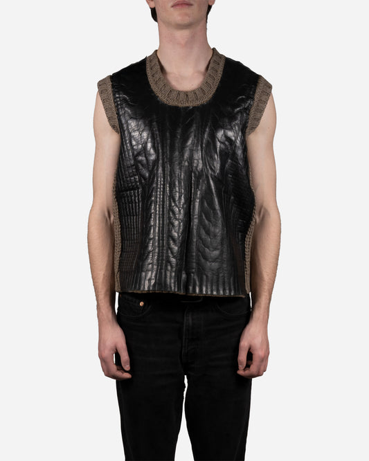 Leather Padded Wool Vest