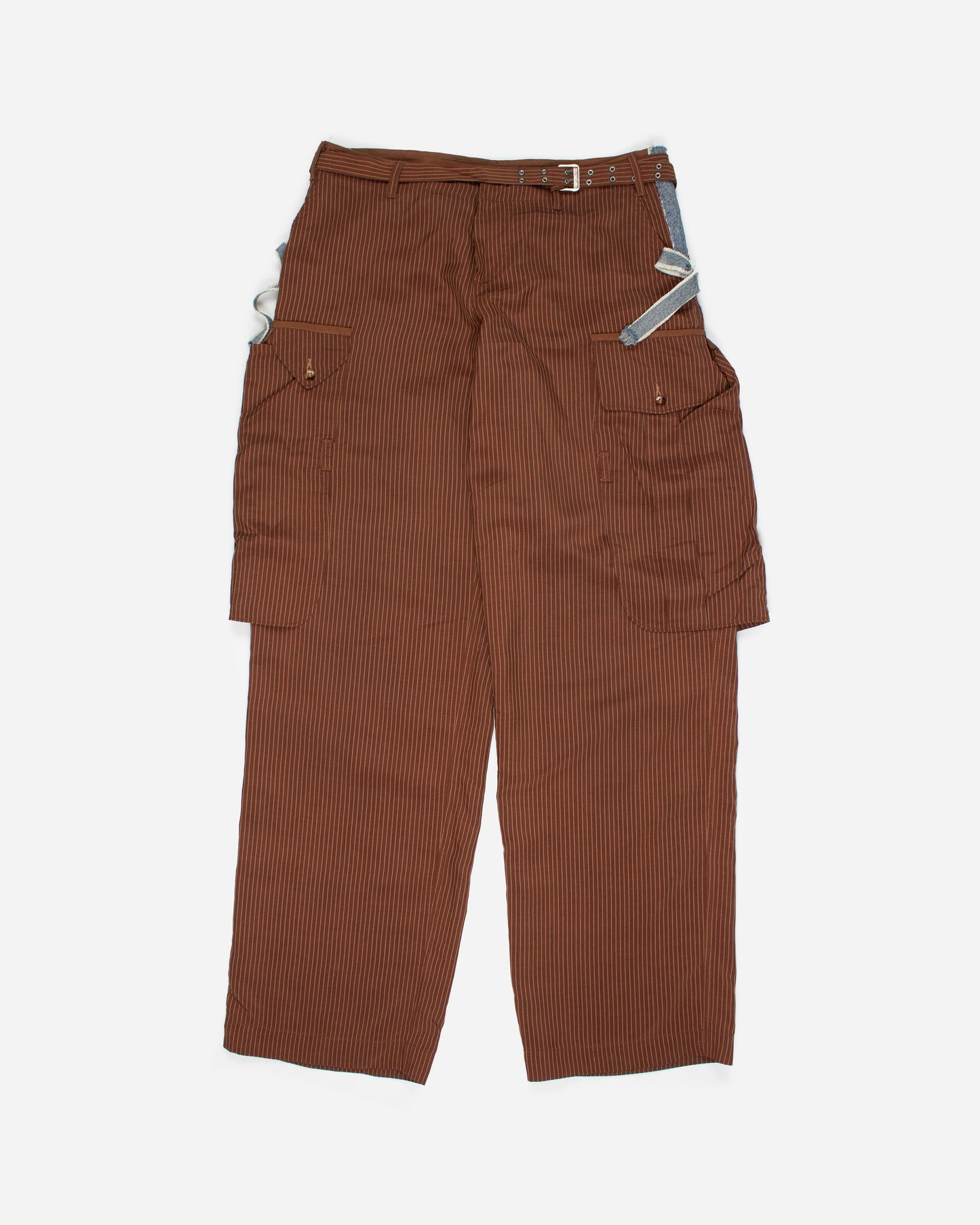 Brown Striped Cargo Pants